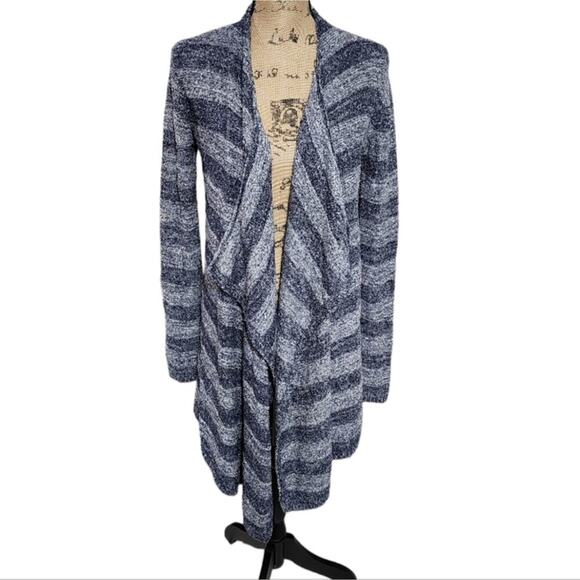 BAREFOOT DREAMS Women's Blue Bamboo Chic Lite Striped Cardigan Sweater #436 S/M - Picture 1 of 5